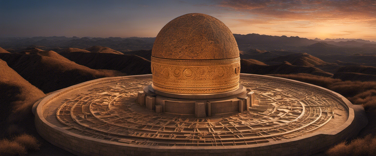 An image depicting the enigmatic allure of ancient solar observatories, blending intricate stone carvings of celestial patterns with mysterious tools, evoking an atmosphere of forgotten wisdom and useless knowledge