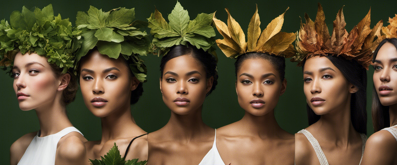 An image showcasing a diverse group of individuals, each wearing a leaf crown, meticulously balancing them atop their heads