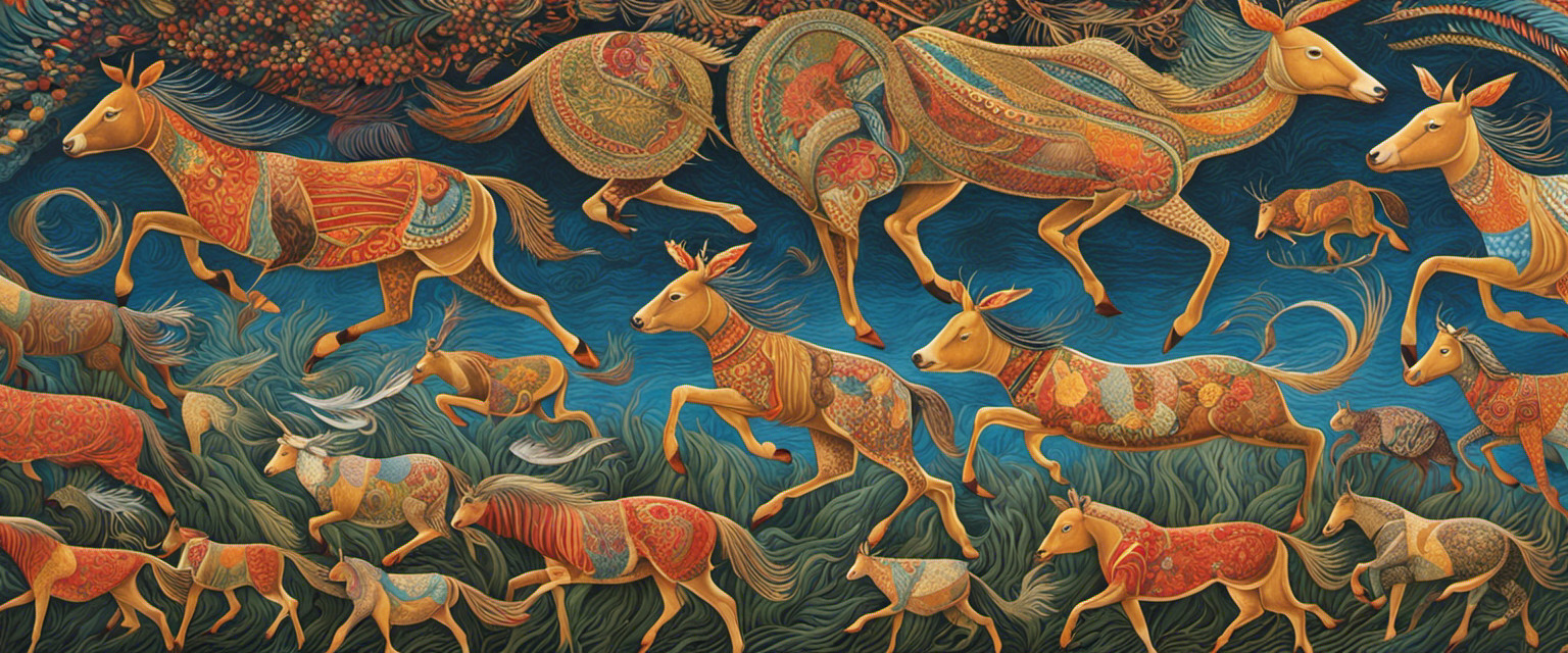 An image that showcases the intricate dance of animal migrations through a mesmerizing tapestry of vibrant patterns