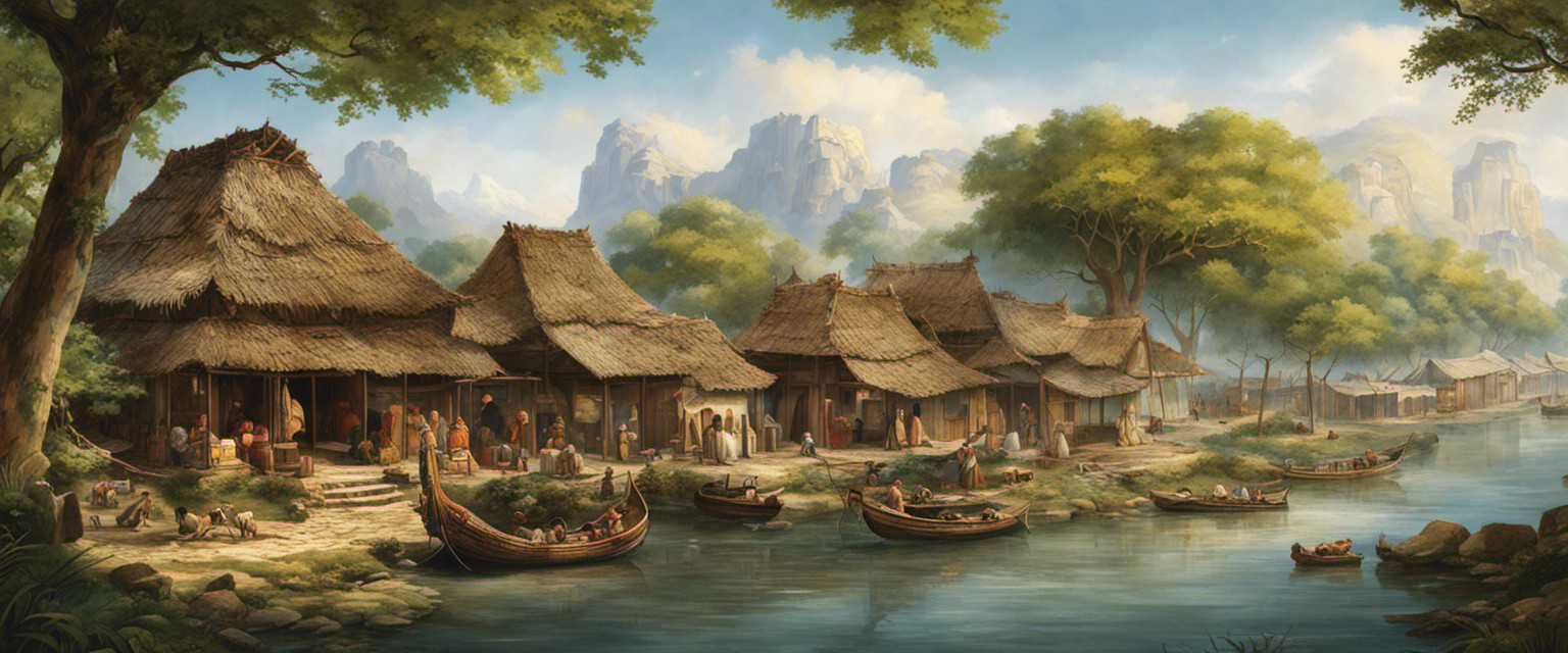 An image showcasing the evolution of ancient inns and resting places along bustling trade routes