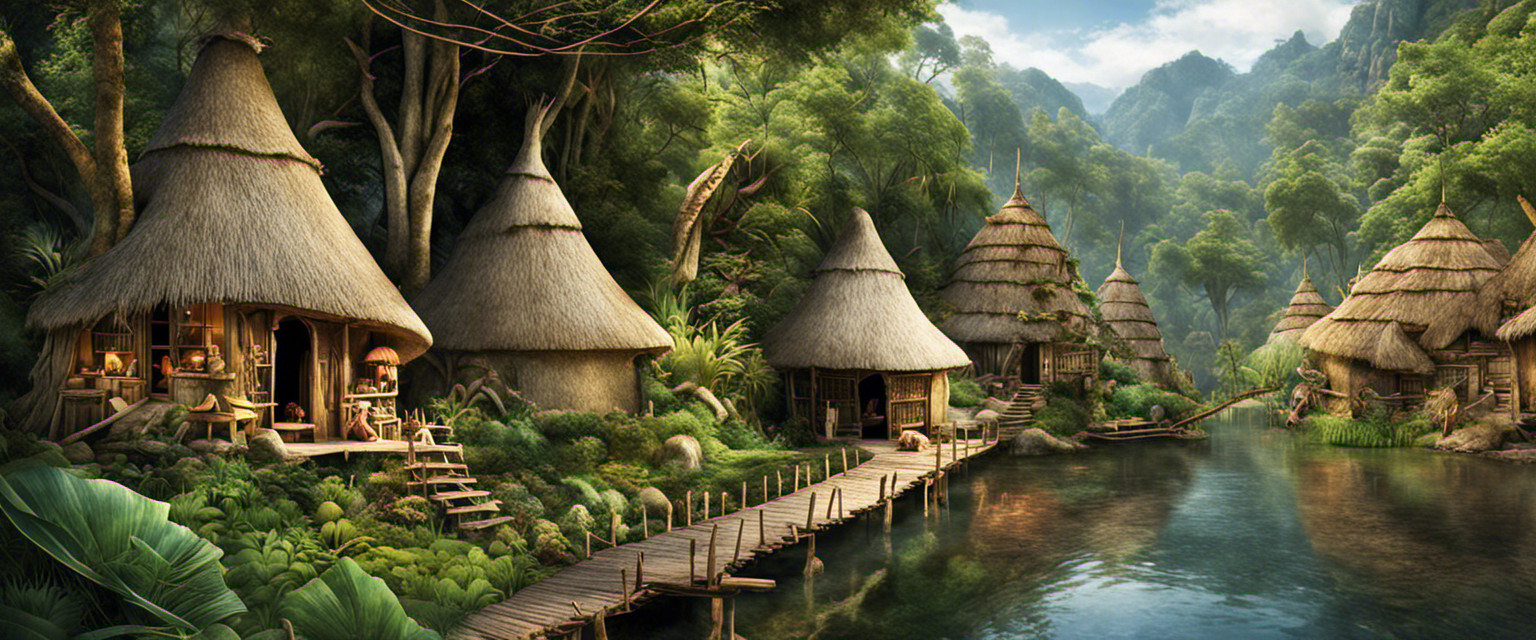 An image showcasing a montage of diverse natural huts and dwellings, depicting their evolution over time