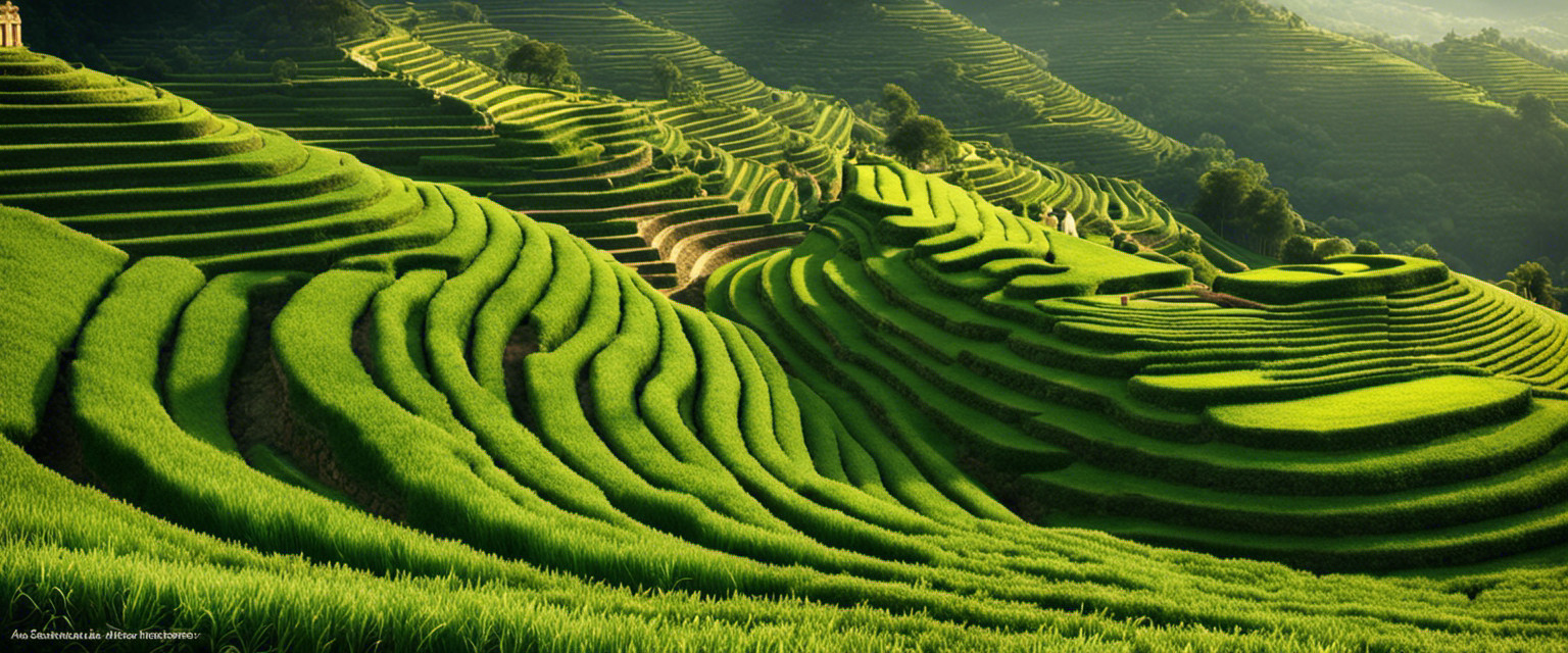 An image showcasing the intricate steps of ancient terraced farming, where each level of the verdant landscape blends seamlessly into another, highlighting the historical significance of this agricultural practice