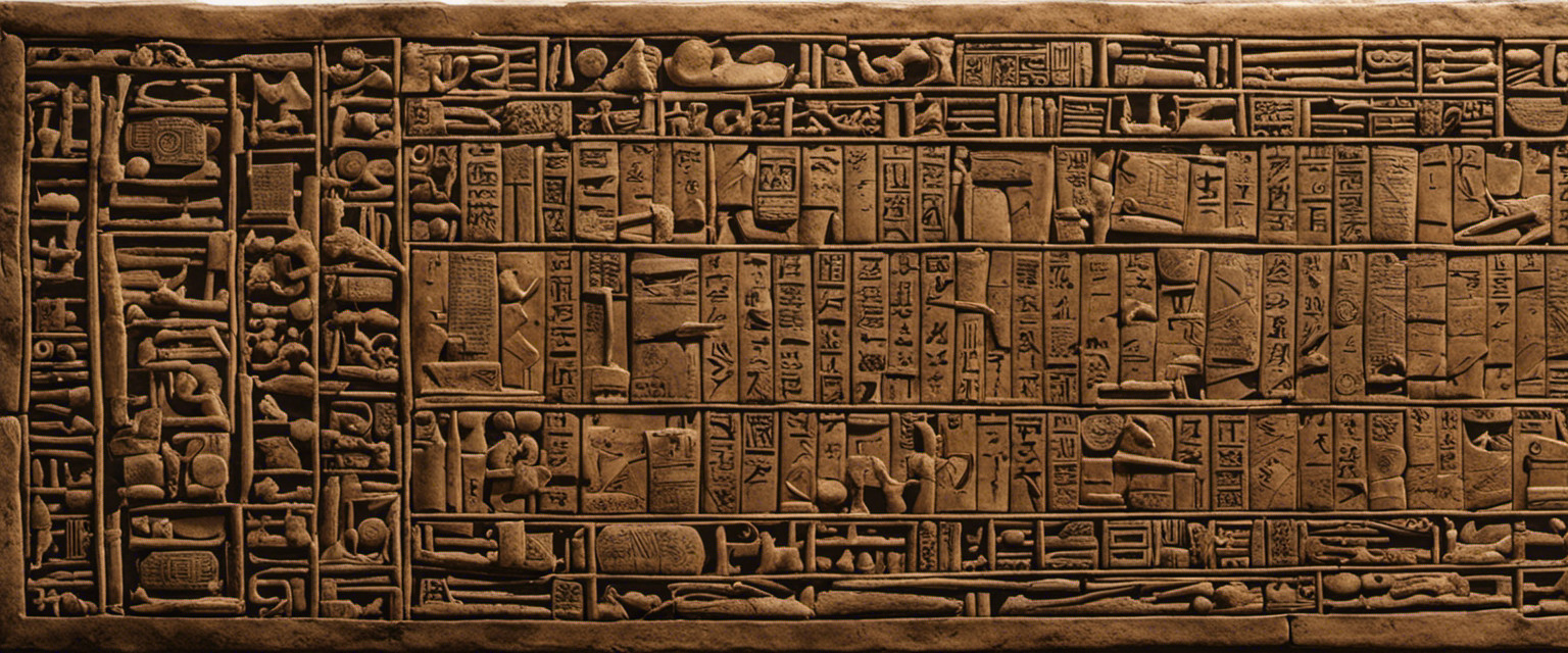 An image depicting a cracked clay tablet, adorned with faded hieroglyphics, surrounded by scattered papyrus scrolls and aged quill pens, evoking the enigmatic origins and profound significance of ancient proverbs