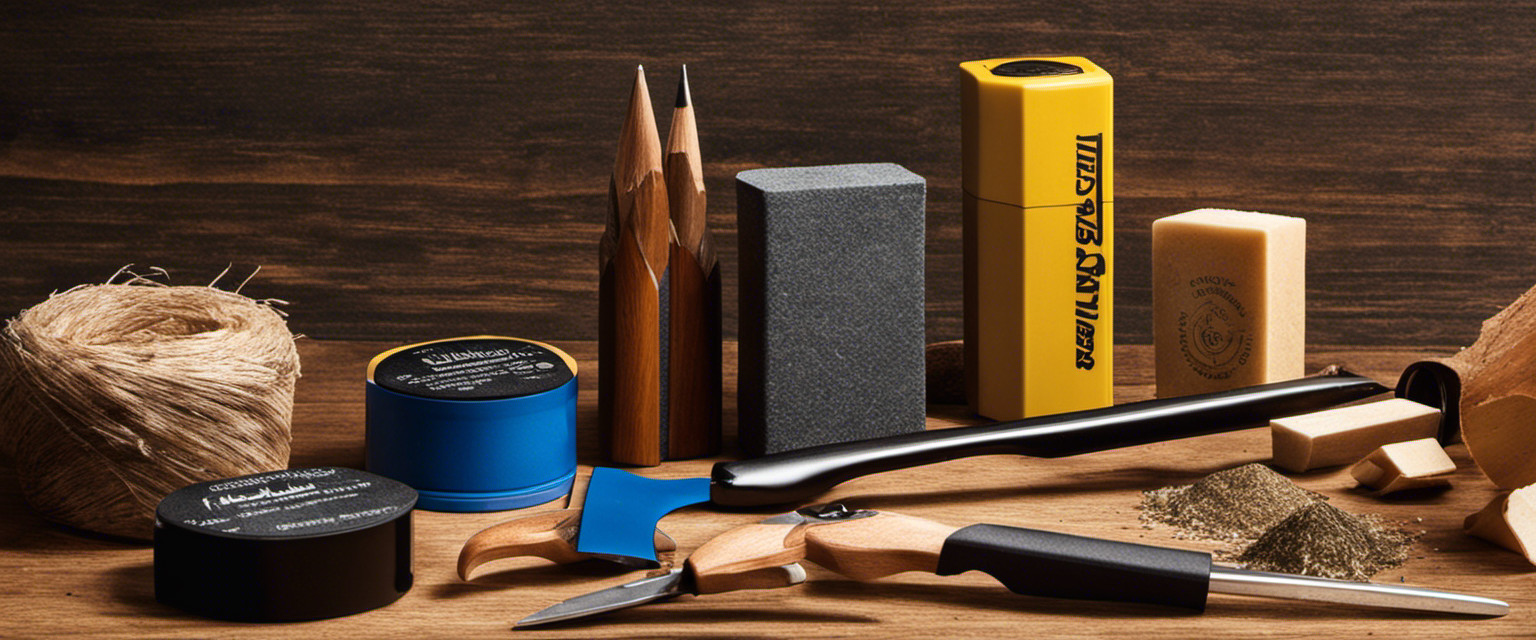 An image showcasing various pencil sharpening methods: a handheld manual sharpener, an electric sharpener, a knife whittling technique, and a sandpaper block, surrounded by pencil shavings