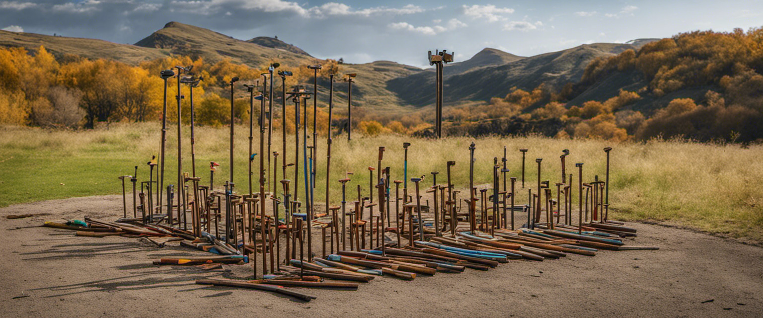 An image capturing the essence of useless knowledge about pogo sticks: a deserted playground with rusted pogo sticks scattered around, their springs worn-out, surrounded by discarded instruction manuals and forgotten jumpers