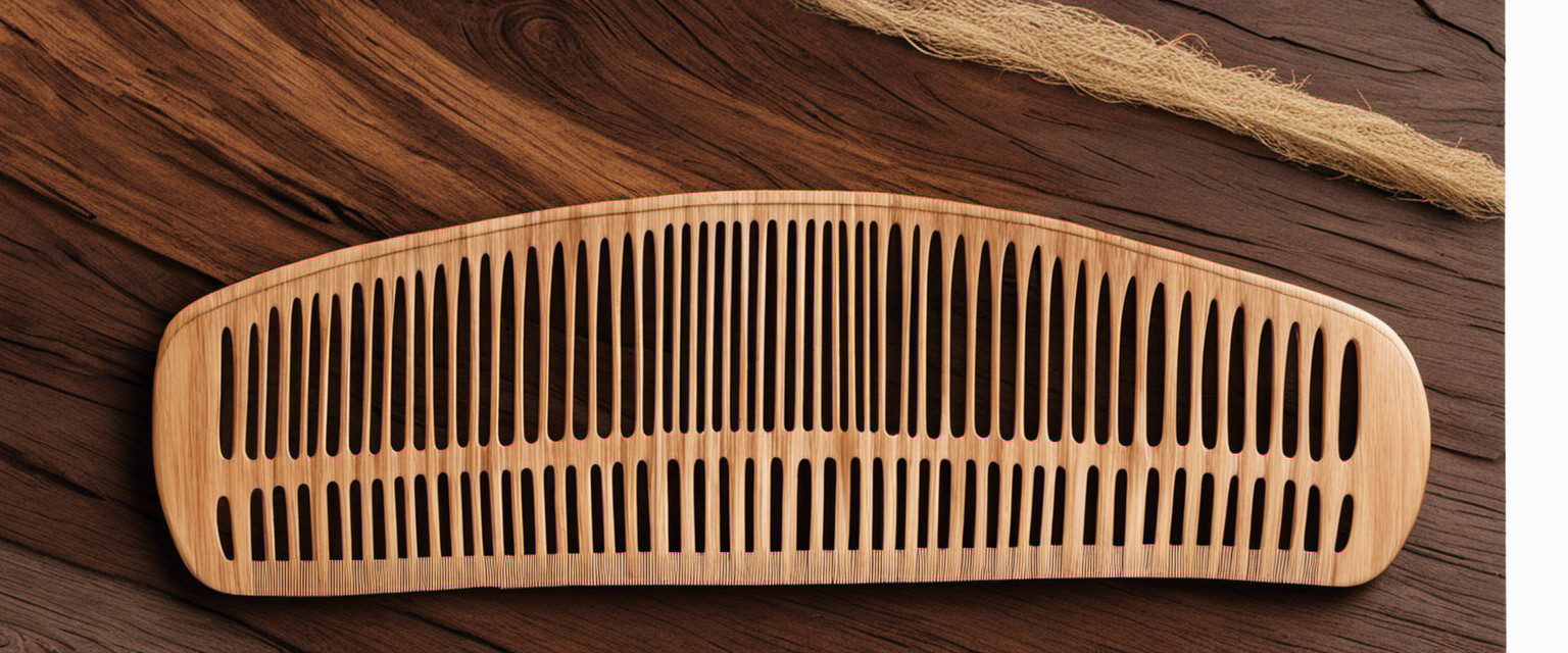 An image showcasing the versatility of sandalwood: a wooden comb with finely crafted teeth gently gliding through glossy locks, a hand-carved fan providing a cool breeze, and a serene face mask adorning a tranquil visage