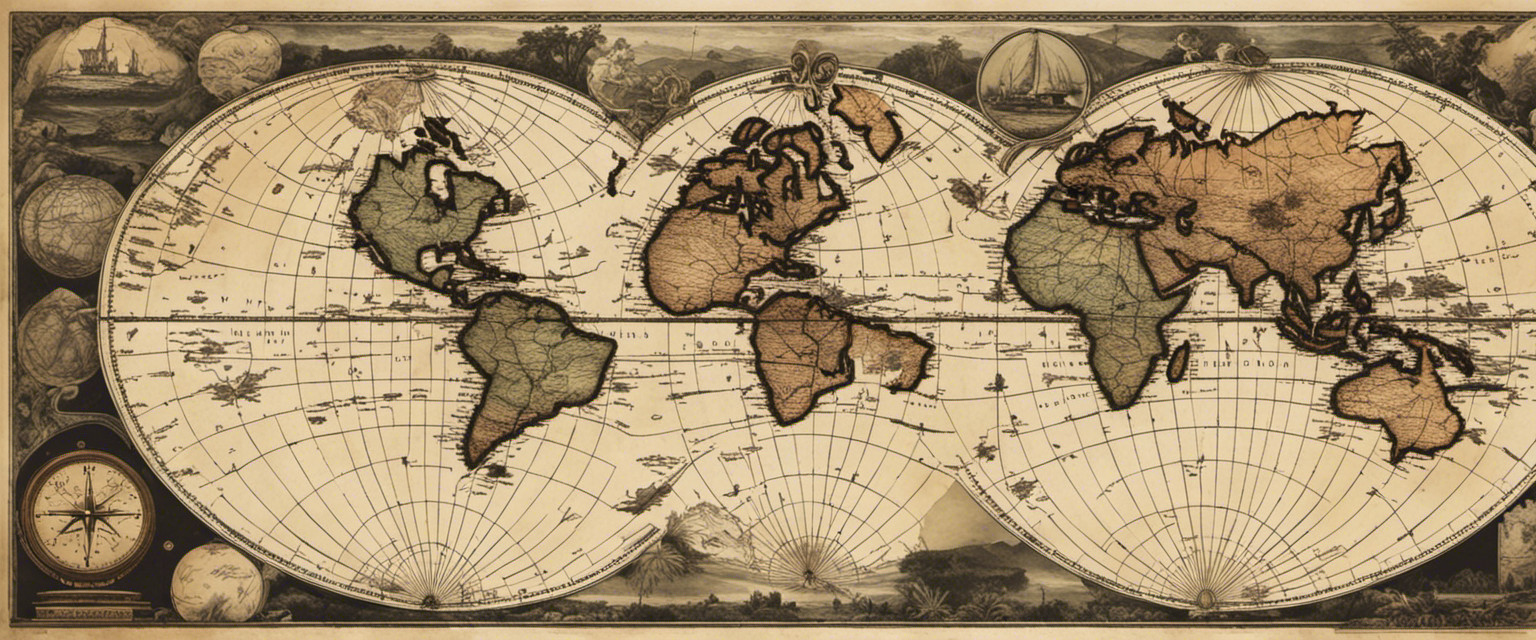 An image showcasing a vintage-style map of the world, adorned with delicate compass roses and dotted lines leading to isolated islands