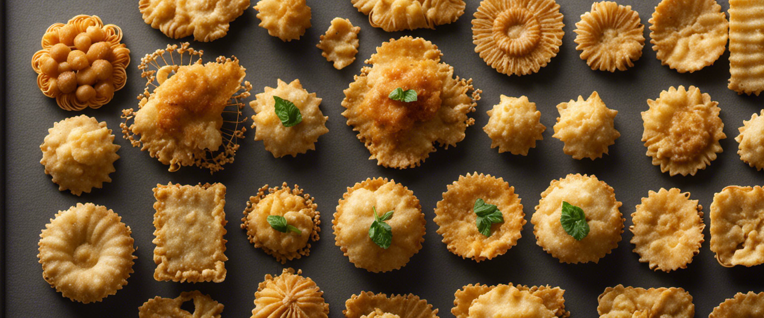 An image showcasing a skilled sculptor meticulously crafting miniature fried ravioli replicas
