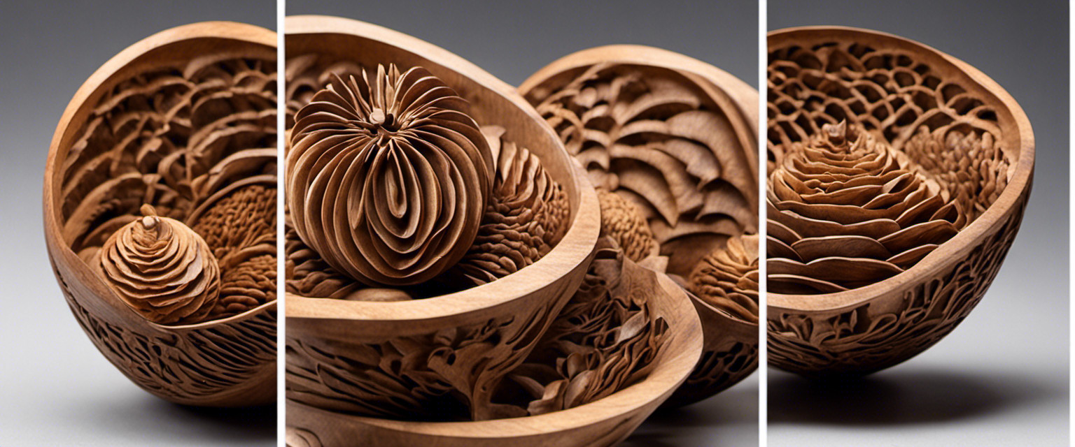 An image showcasing a set of delicate, intricately carved peach pit sculptures