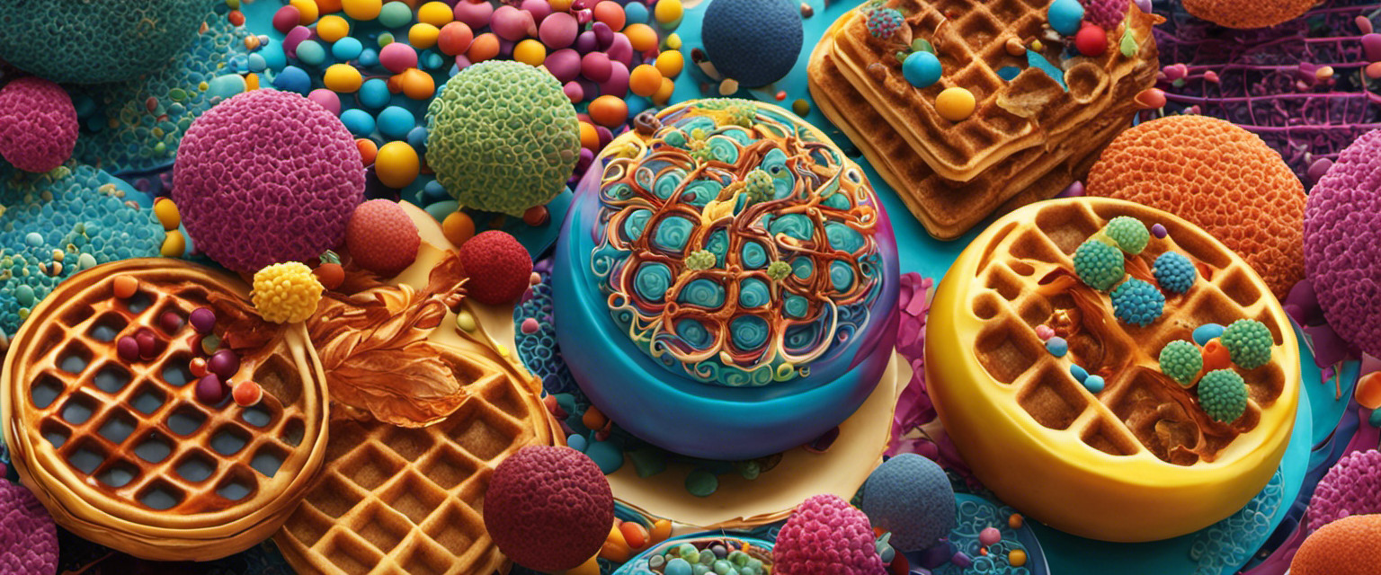 An image showcasing an intricate waffle bubble solution artwork, filled with whimsical patterns and vibrant colors, capturing the essence of useless knowledge about this unique form of art