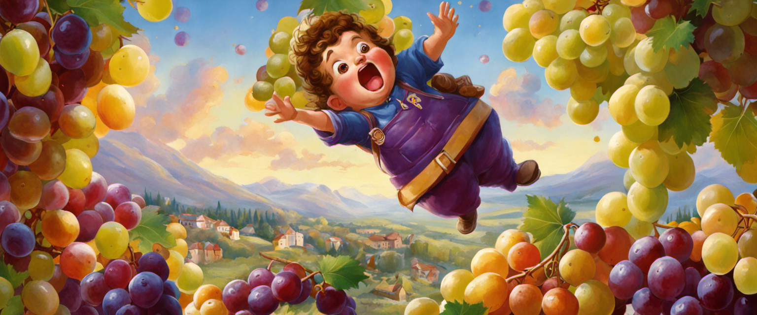 An image capturing the whimsical essence of the competitive grape catching sport