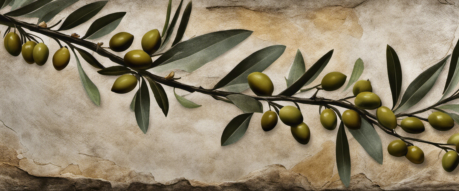 An image showcasing a delicate olive branch, adorned with olives and shimmering silver leaves, gracefully juxtaposed against a cracked stone wall, symbolizing the intriguing but ultimately irrelevant cultural symbolism of this ancient emblem