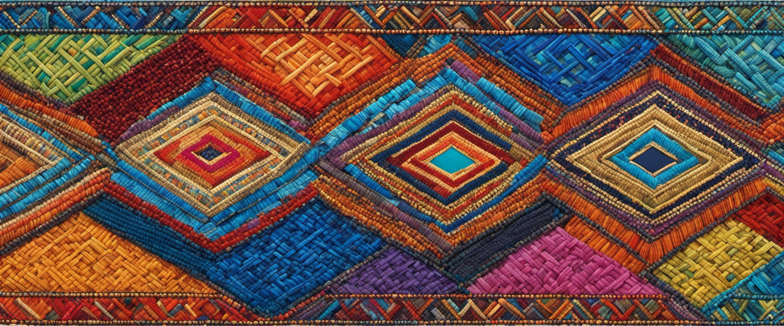 An image showcasing a vibrant mosaic of interwoven threads, displaying the evolution of friendship bracelet trends throughout history
