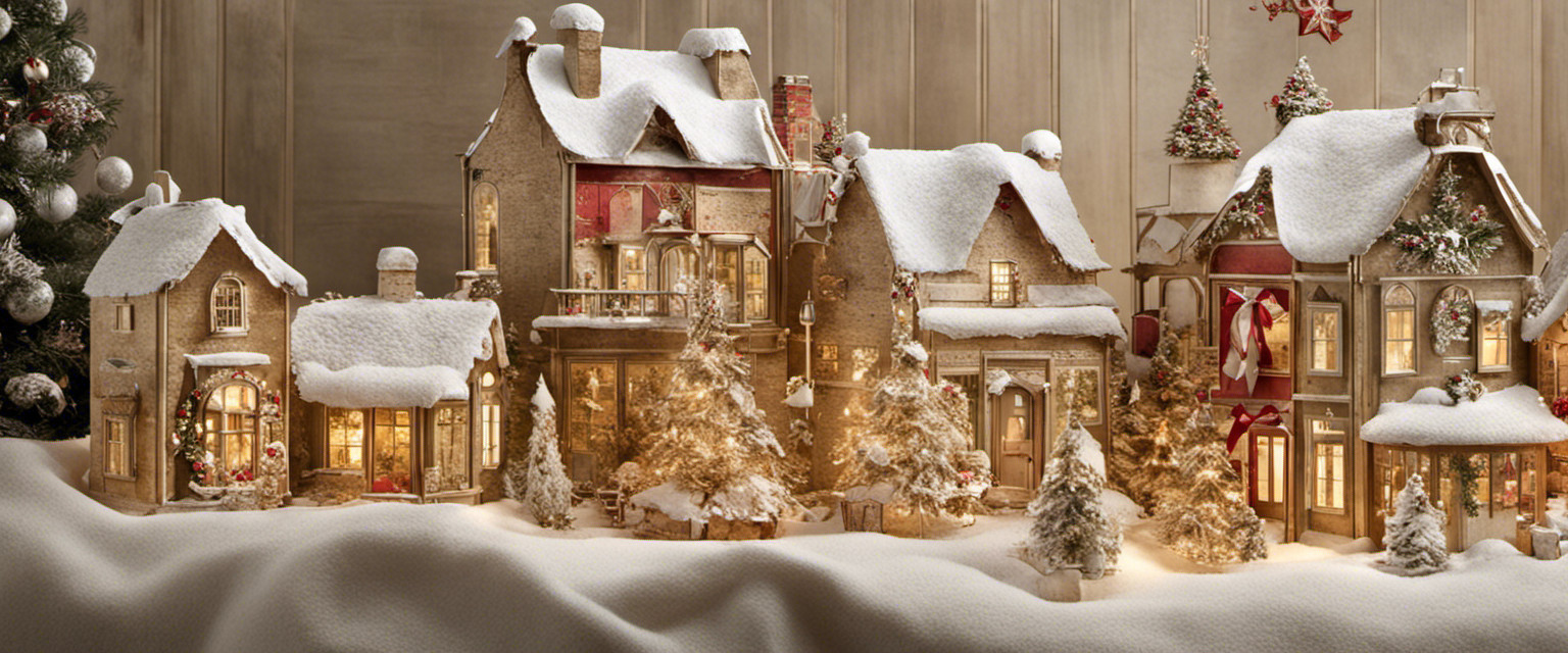 An image showcasing a vintage-inspired Christmas scene, with a whimsical display of intricately handcrafted homemade gift wrap, adorned with faded bows, intricate cutouts, and delicate patterns, evoking nostalgia and the forgotten art of gift wrapping