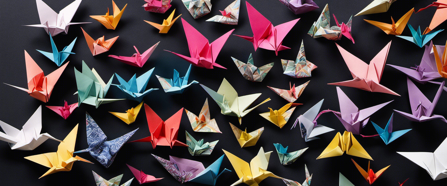 An image that captures the delicate artistry of origami paper cranes, showcasing their intricate folds and subtle color palette