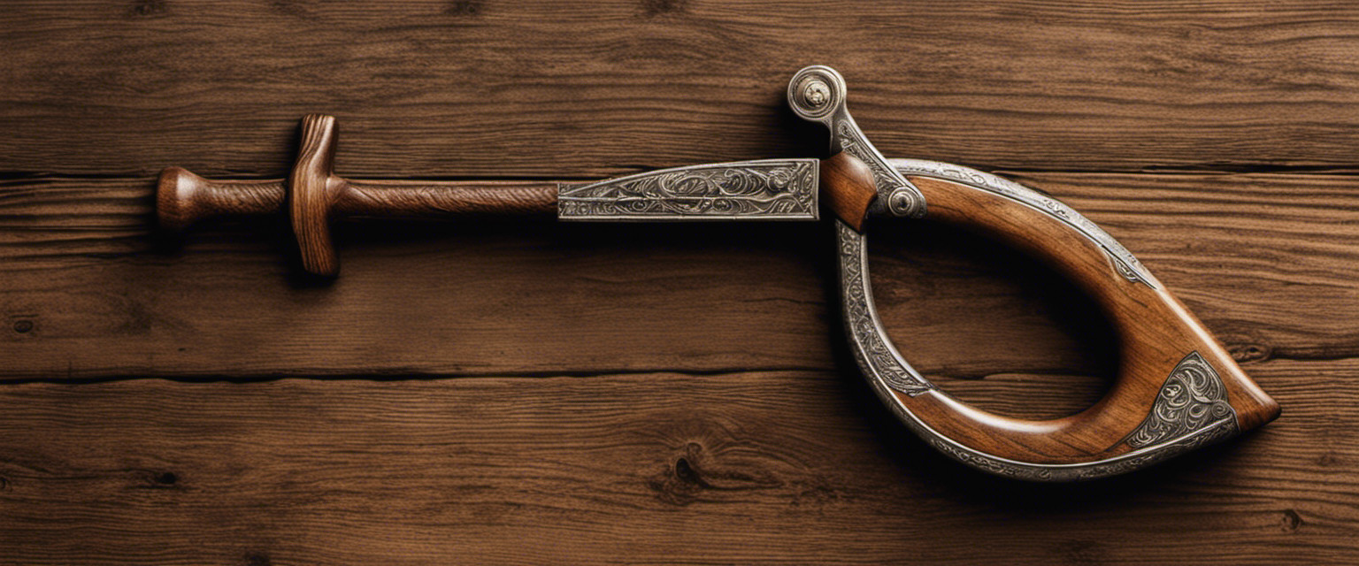 An image showcasing a weathered, ancient slingshot hanging on a rustic wooden wall, surrounded by faded illustrations of historical slingshot designs and key moments, evoking the intriguing and forgotten history of this seemingly trivial weapon