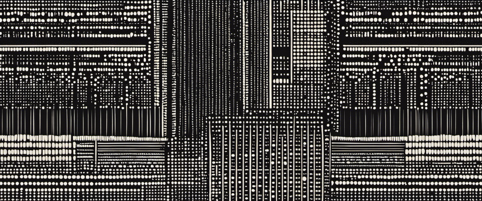 An image that showcases a vibrant dot matrix printer banner, adorned with intricate geometric designs, delicately printed in a mesmerizing sequence of monochromatic dots, capturing the essence of the lost art