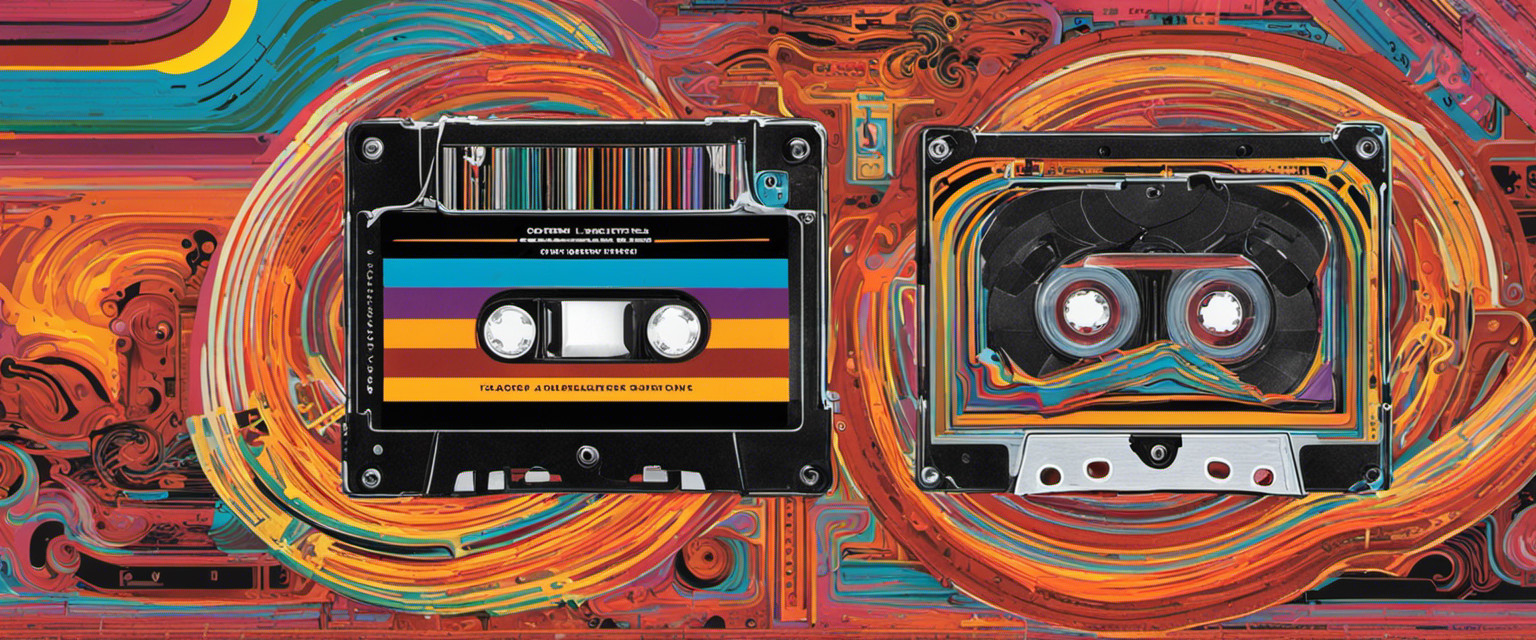 An image showcasing a vintage cassette tape, its delicate magnetic tape unraveling into an intricate labyrinth, representing the lost art of mixtapes