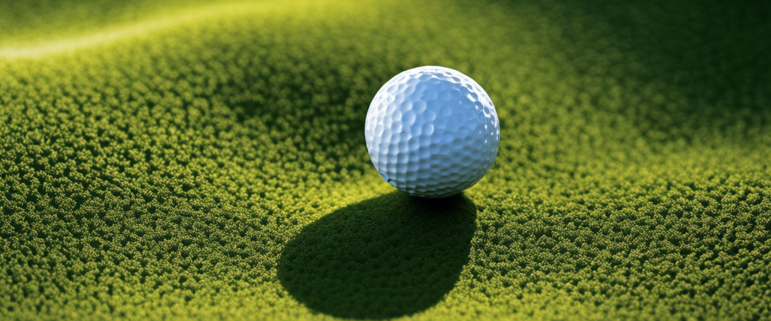 An image showcasing a close-up view of a golf ball's surface, highlighting its intricate dimples