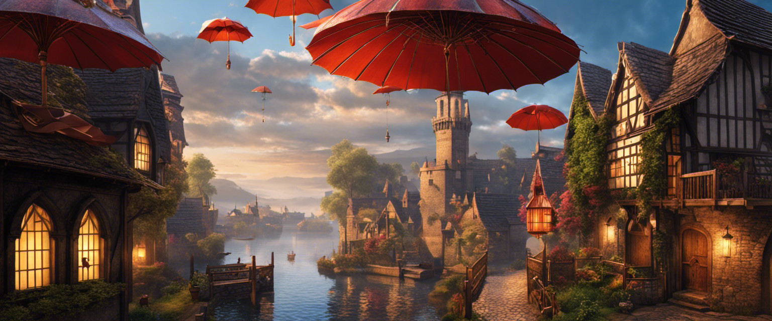 An image that showcases the whimsical journey of the word 'umbrella'