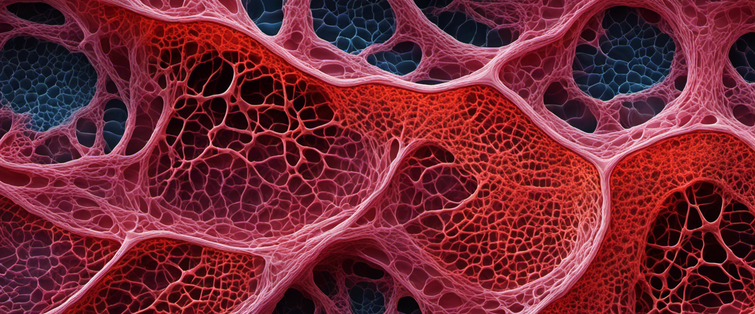 An image showcasing a close-up of a translucent nail plate, revealing the intricate network of keratinocytes and blood vessels beneath