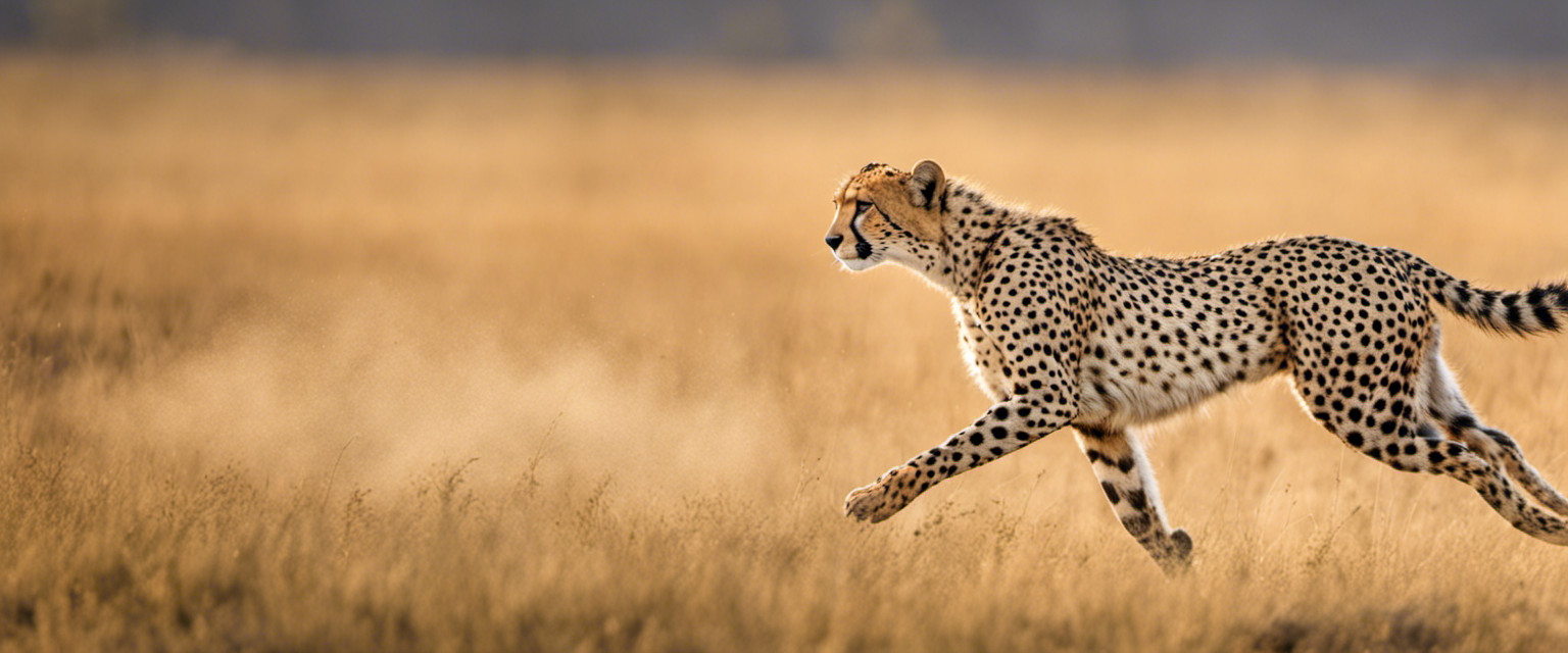 An image showcasing the world's fastest land animal, the cheetah, in full stride