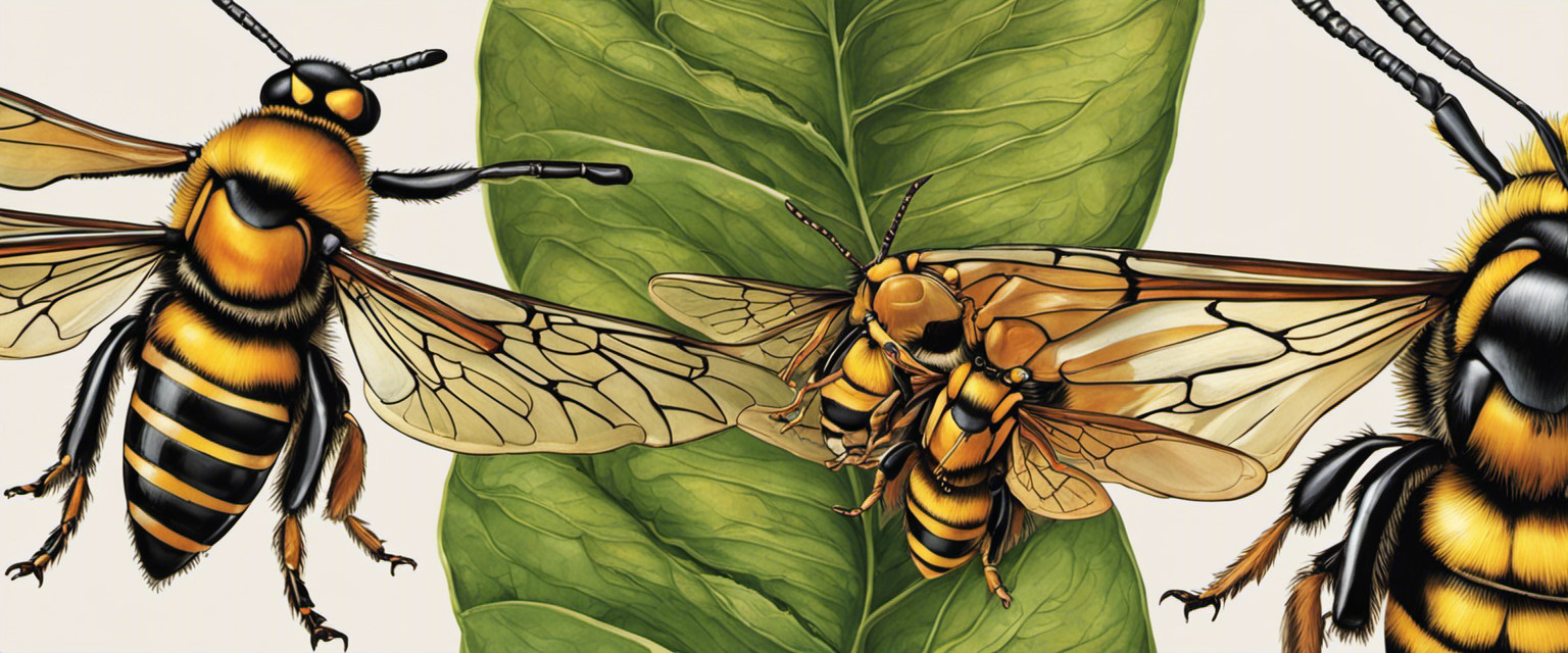 An image showcasing the world's largest hornet species, with intricate details of its formidable size, distinctive coloration, and impressive hornet anatomy